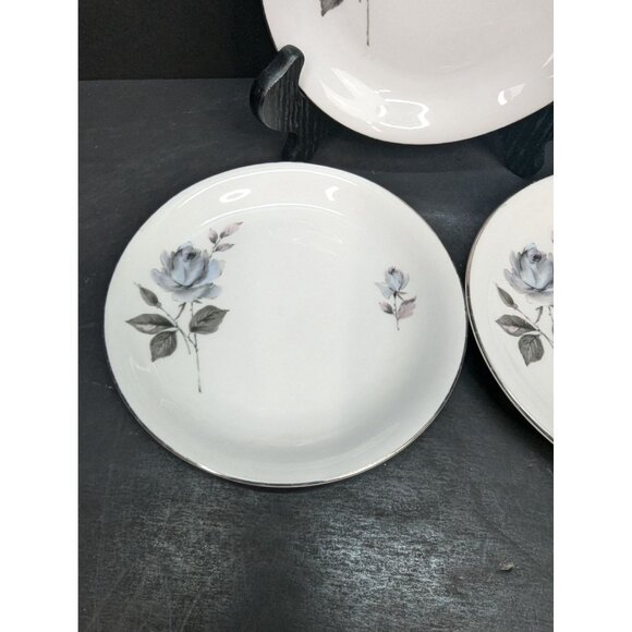 Winterling Bavaria Germany Porcelain Black Rose Pattern Dessert Plate Set of 3 - Picture 5 of 9